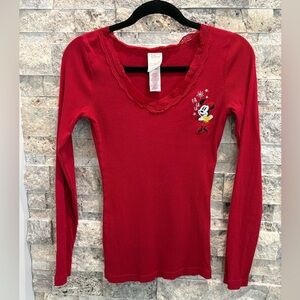 Disney Red‎ Top with Lace Trim size M